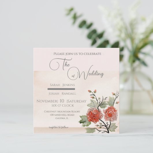 Invitation Rose vintage (Debout devant)