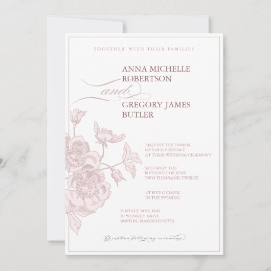 Invitation Rose Vintage (Devant)