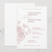 Invitation Rose Vintage (Devant / Derrière)