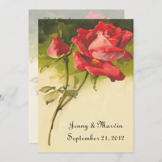 Invitation Rose Vintage (Devant / Derrière)