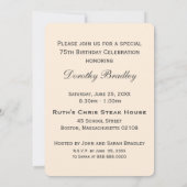 Invitation Rose vintage 75e anniversaire Personnalité I (Dos)