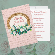 Invitation Rose vintage Antique Lettering