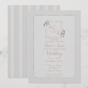 Invitation Rose Vintage Botanique Naturel Rose Doré Mariage