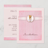 Invitation rose vintage d'anniversaire de sucrerie (Devant / Derrière)