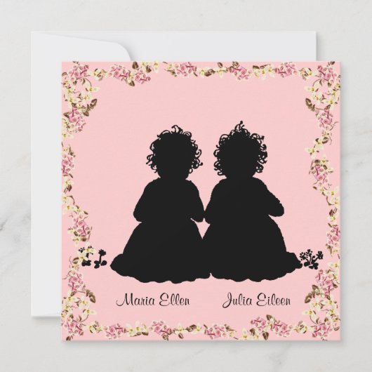 Invitation rose vintage de baby shower de filles (Devant)
