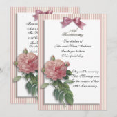 Invitation rose vintage du 25e anniversaire (Devant / Derrière)