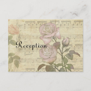 Invitation Rose vintage et partition de musique jeu mariage