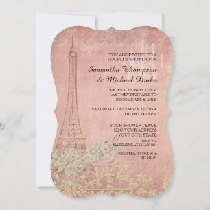 Invitation Rose Vintage Paris Parisien Élégant Doucha à Ciel