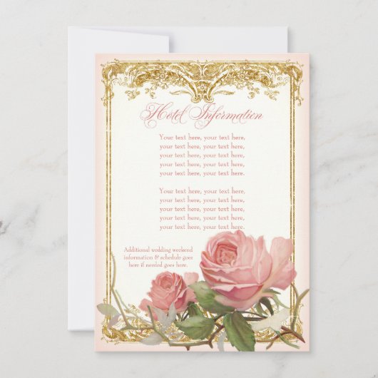 Invitation Rose Vintage Parisien Manoir Maison Couples Douche (Devant)