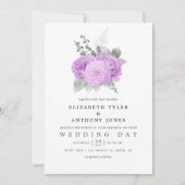 Invitation Rose Vintage Pastel Purple et Silver (Devant)