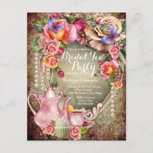 Invitation Rose vintage Pearl Bridal Tea Party
