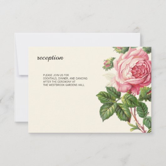 Invitation Rose Vintage peint Mariage Boho (Devant)