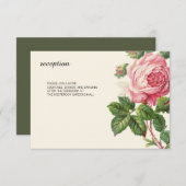 Invitation Rose Vintage peint Mariage Boho (Devant / Derrière)