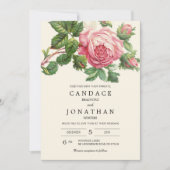 Invitation Rose Vintage peint Mariage Boho (Devant)