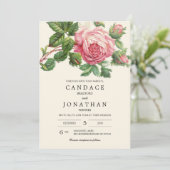 Invitation Rose Vintage peint Mariage Boho (Debout devant)