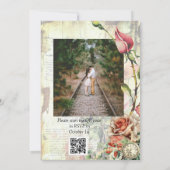 Invitation Rose vintage Photo Code QR Mariage (Dos)