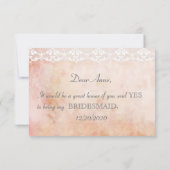 Invitation Rose Vintage romantique Lace BE MON BRIDESMAID (Dos)