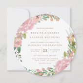 Invitation Rose Vintage rose floral Mariage (Devant)