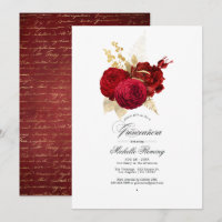 Rose Vintage Rouge et Or Quinceañera