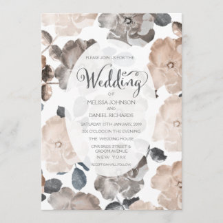 Invitation Rose vintage Typographie Mariage