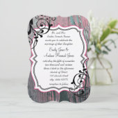 Invitation Rose vintage Vieux  Bois scier Mariage (Debout devant)