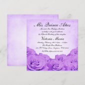 Invitation Rose vintage violet Quinceanera fête d'anniversair (Devant / Derrière)
