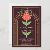 Invitation Rose vintage Vitrail Mariage d'arc victorien (Devant)