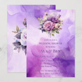 Invitation Rose violet alcool Jardin Mariage Douche (Devant / Derrière)