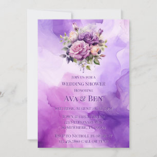 Invitation Rose violet alcool Jardin Mariage Douche