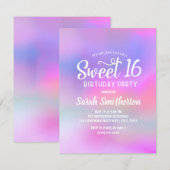 Invitation rose violet aquarelle pour Sweet 16 (Devant / Derrière)
