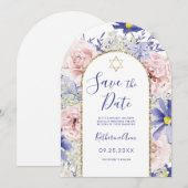 Invitation Rose violet Bat mitzvah or floral Enregistrer la d (Devant / Derrière)