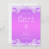 Invitation Rose Violet & Blanc Fête Douce 16 Party (Devant)