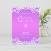 Invitation Rose Violet & Blanc Fête Douce 16 Party (Debout devant)