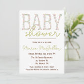 Invitation Rose, Violet, Bleu, Baby shower Floral (Debout devant)