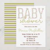 Invitation Rose, Violet, Bleu, Baby shower Floral (Devant / Derrière)