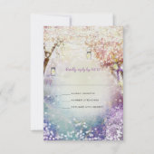 Invitation Rose violet bleu Fairy Lights Boho Forest Mariage (Devant)