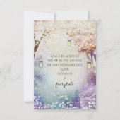 Invitation Rose violet bleu Fairy Lights Boho Forest Mariage (Dos)