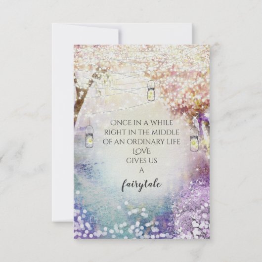 Invitation Rose violet bleu Fairy Lights Boho Forest Mariage (Dos)