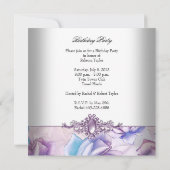 Invitation Rose violet bleu Floral Image de fête d'anniversai (Dos)