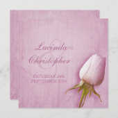 Invitation Rose violet bud lilac mariage carré (Devant / Derrière)