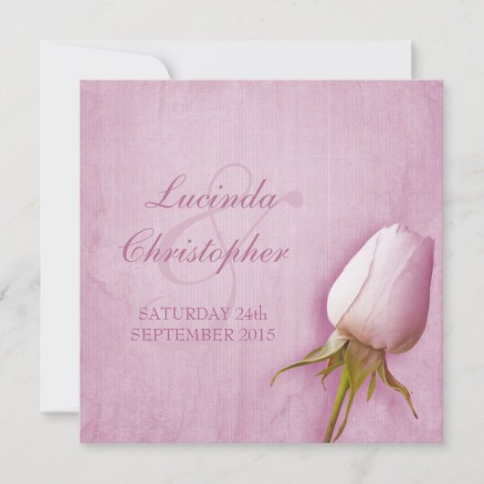 Invitation Rose violet bud lilac mariage carré (Devant)