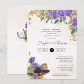 Invitation Rose violet clair Mexicana Mariachi Quinceanera (Devant / Derrière)
