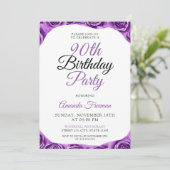 Invitation Rose violet classique 90e anniversaire (Debout devant)