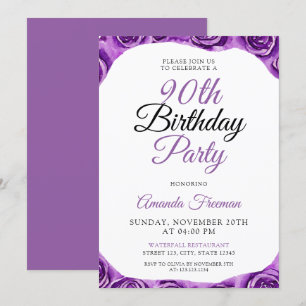 Invitation Rose violet classique 90e anniversaire