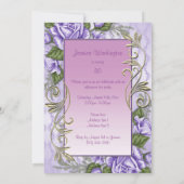 Invitation Rose violet élégant encadré 80e anniversaire (Dos)