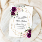 Invitation Rose violet et rose vierge Enregistrer la date