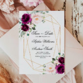 Invitation Rose violet et rose vierge Enregistrer la date