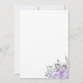 Invitation Rose violet Feuilles d'argent - blanc - Mariage | (Dos)