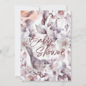 Invitation Rose Violet fleuri avec baby shower aux oiseaux (Dos)