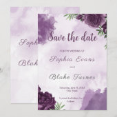 Invitation Rose violet foncé gothique floral Enregistrer la d (Devant / Derrière)